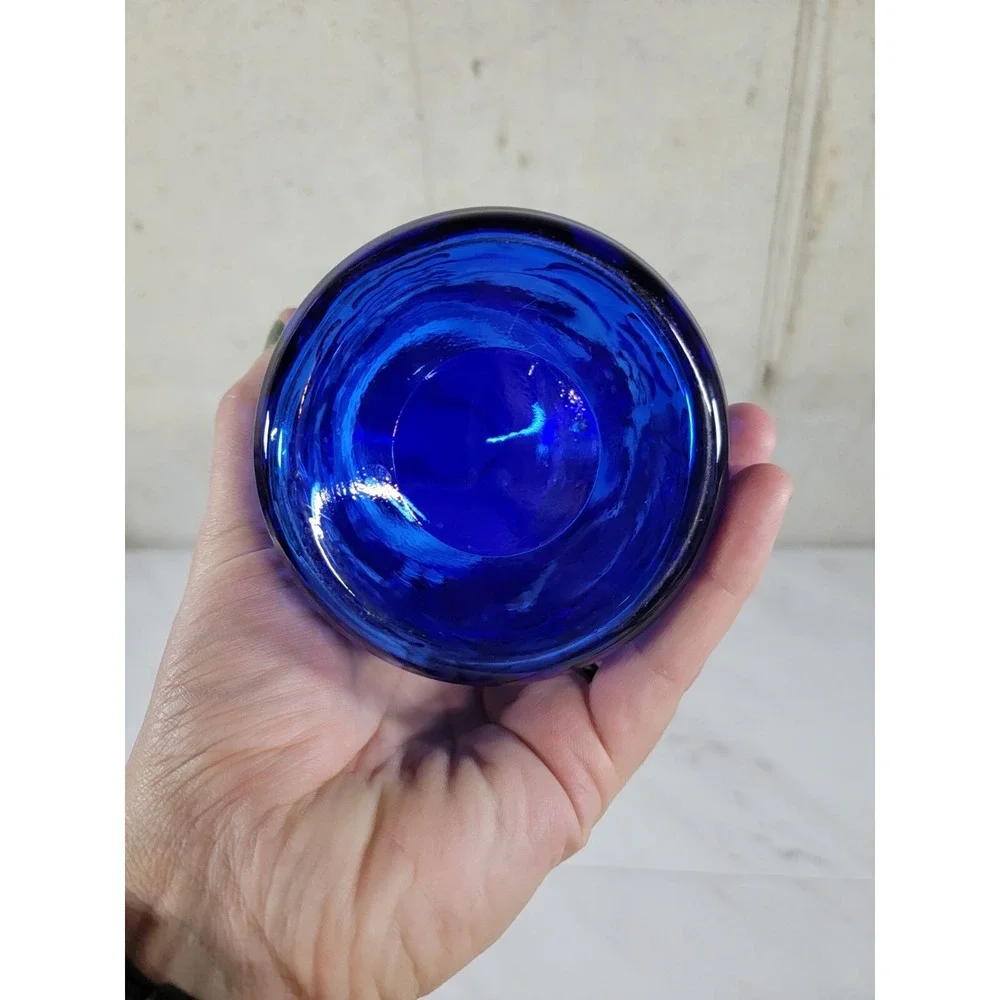 Vintage Cobalt Blue Glass 12 Panel Canister 6
